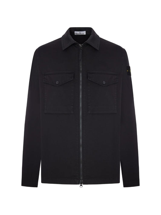 camicia con tasche a patta e chiusura a zip 