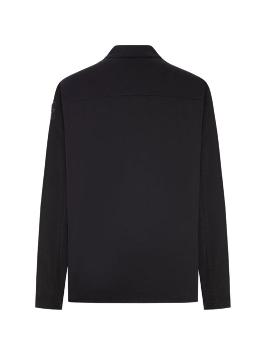 camicia con tasche a patta e chiusura a zip 