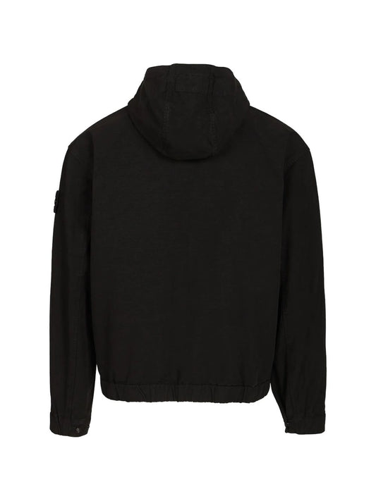 giacca con cappuccio e patch logo 