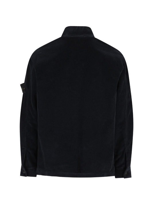 gilet in velluto a coste con patch logo 