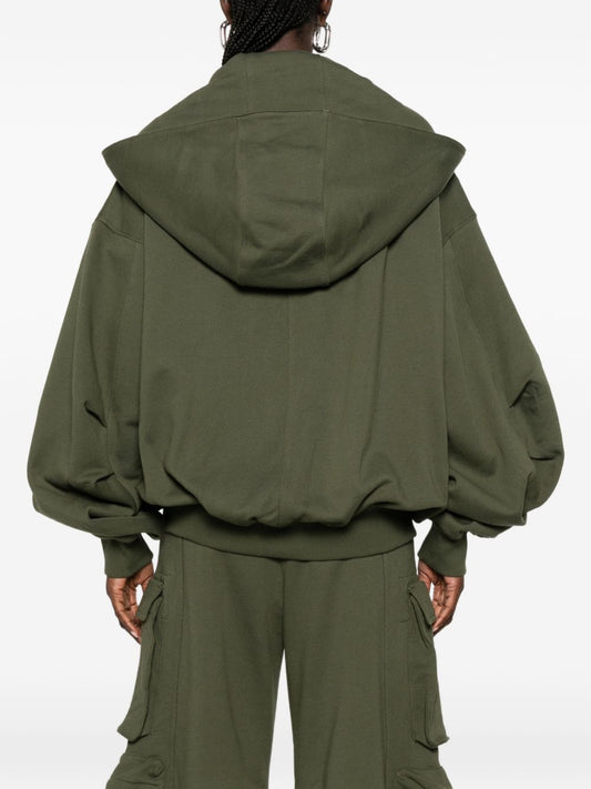 Felpa con logo ricamato e zip 