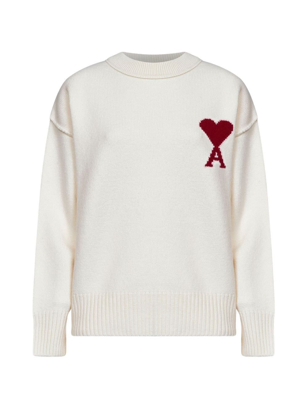 Maglione Intarsio Ami Paris Ami de Coeur Bianco 
