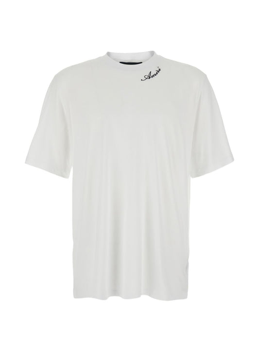 T-Shirt Amiri con Logo sul Collo Bianca 