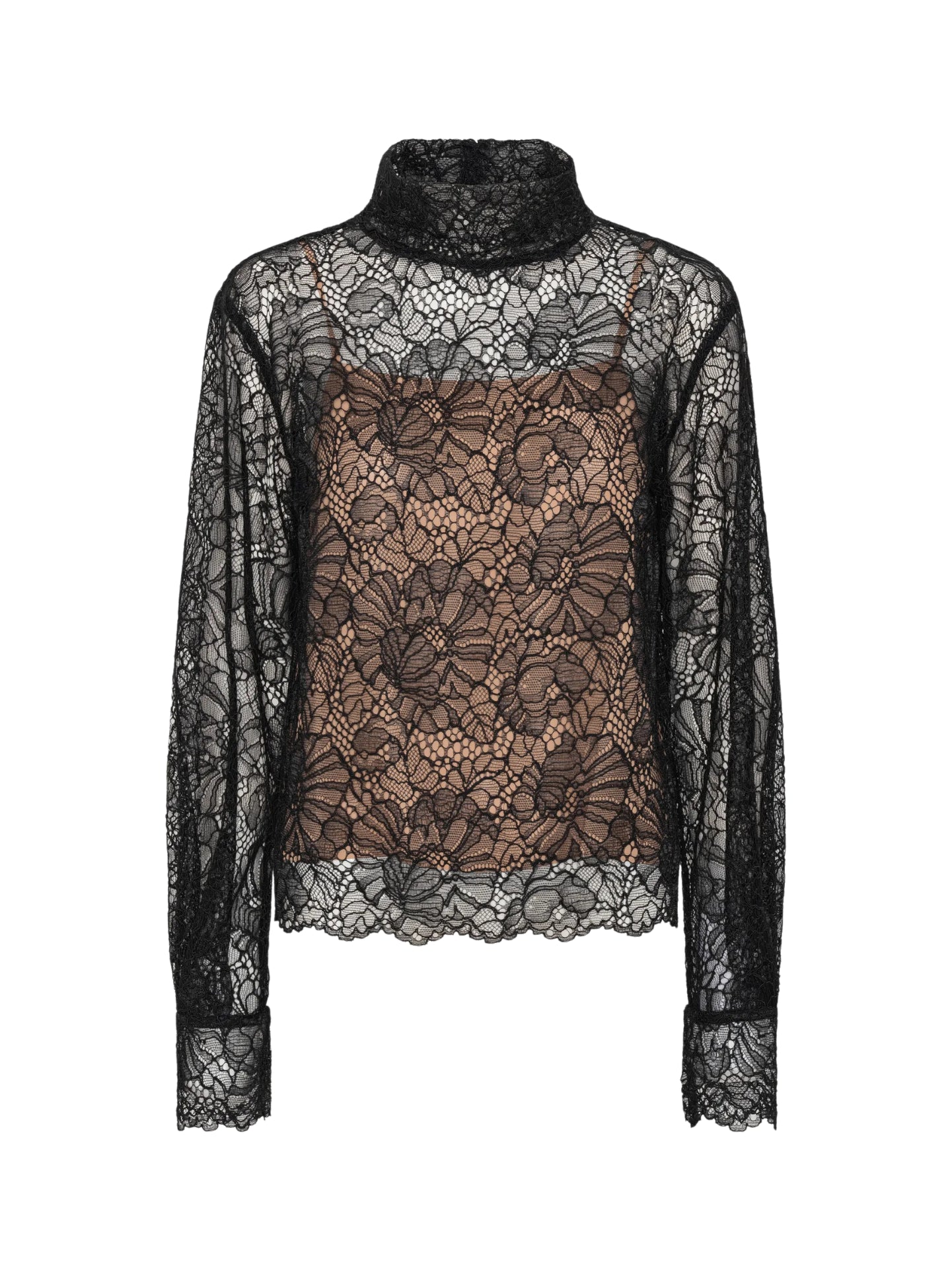 Blusa a maniche lunghe con pizzo 