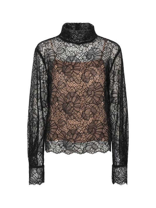 Blusa a maniche lunghe con pizzo 
