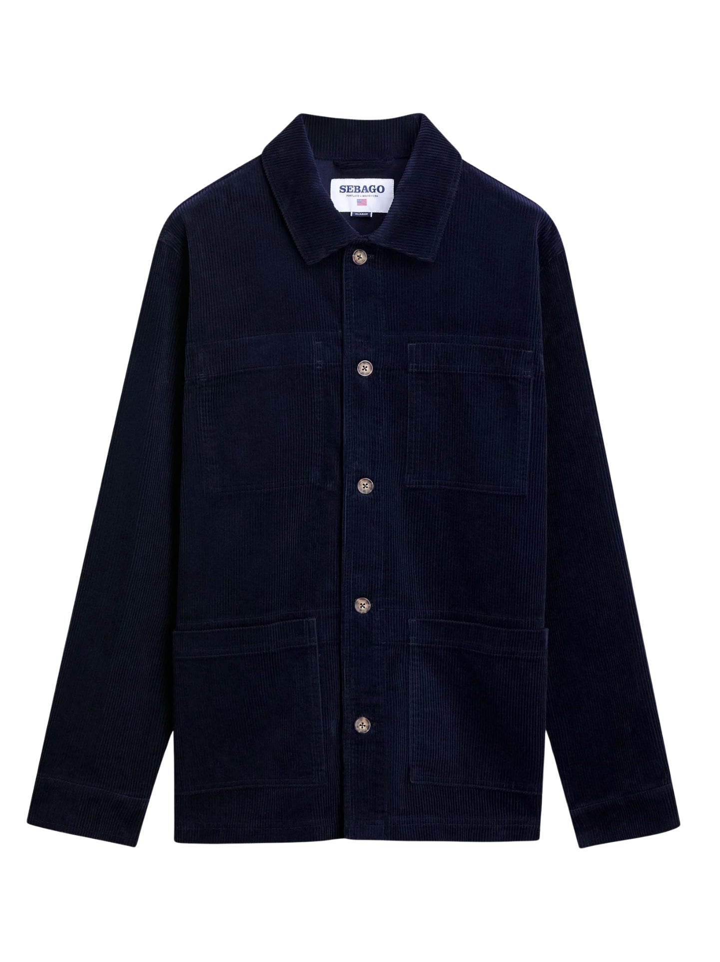 Giacca da lavoro unisex in velluto a coste blu scuro di media lunghezza 