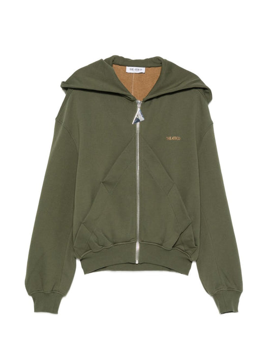Felpa con logo ricamato e zip 