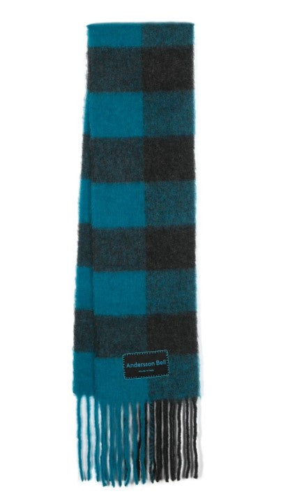 Checked scarf with fringes