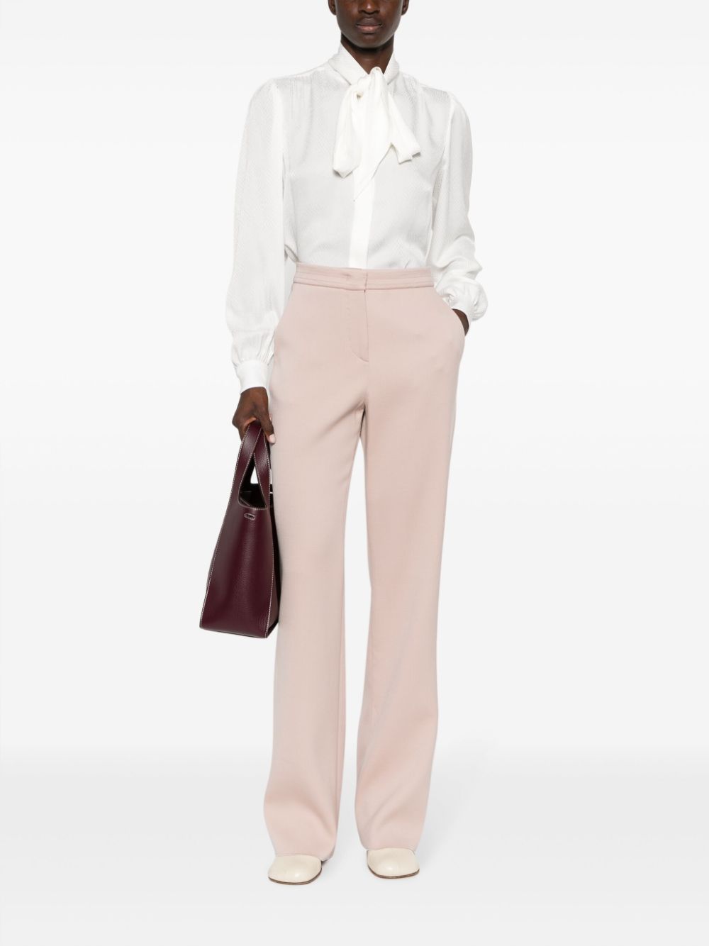 High-waisted straight tailored trousers