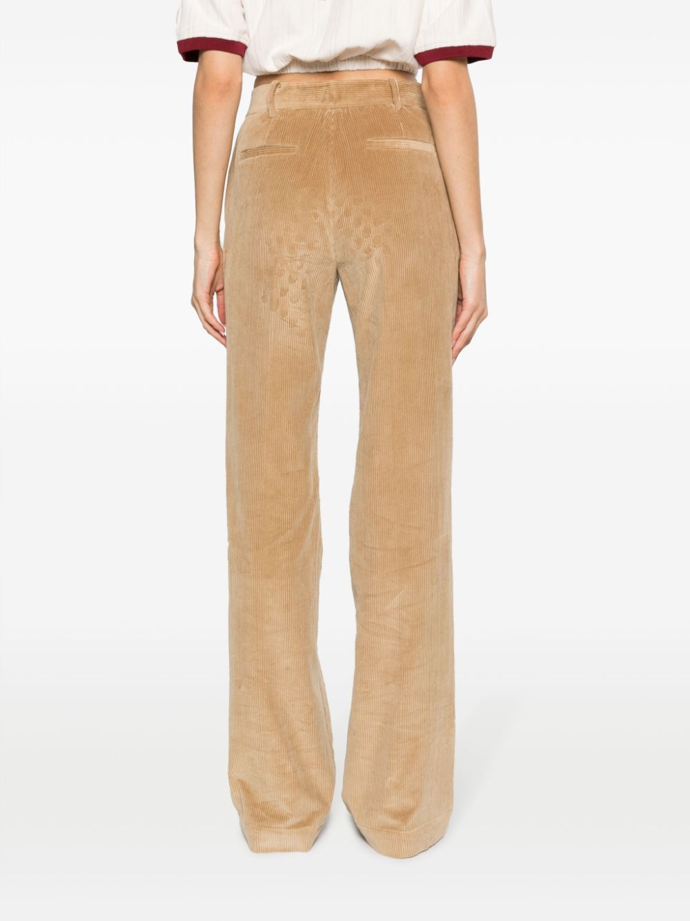 Flared ribbed trousers