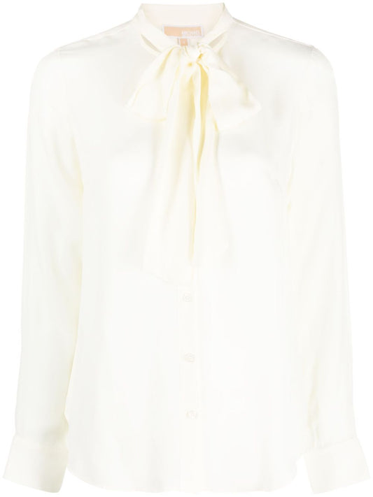 Shirt with lavallière collar