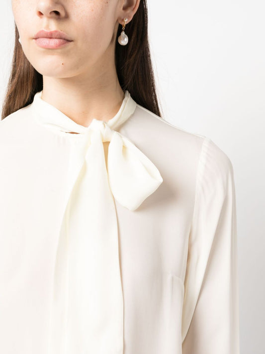 Shirt with lavallière collar
