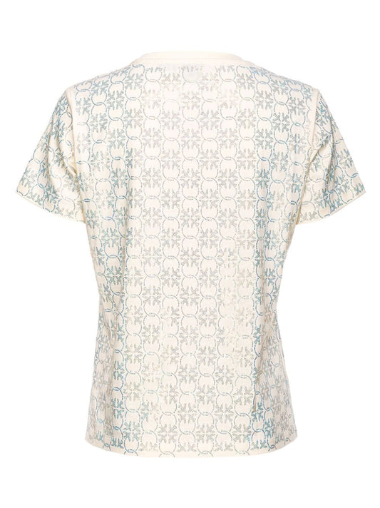 Love Birds-pattern cotton T-shirt